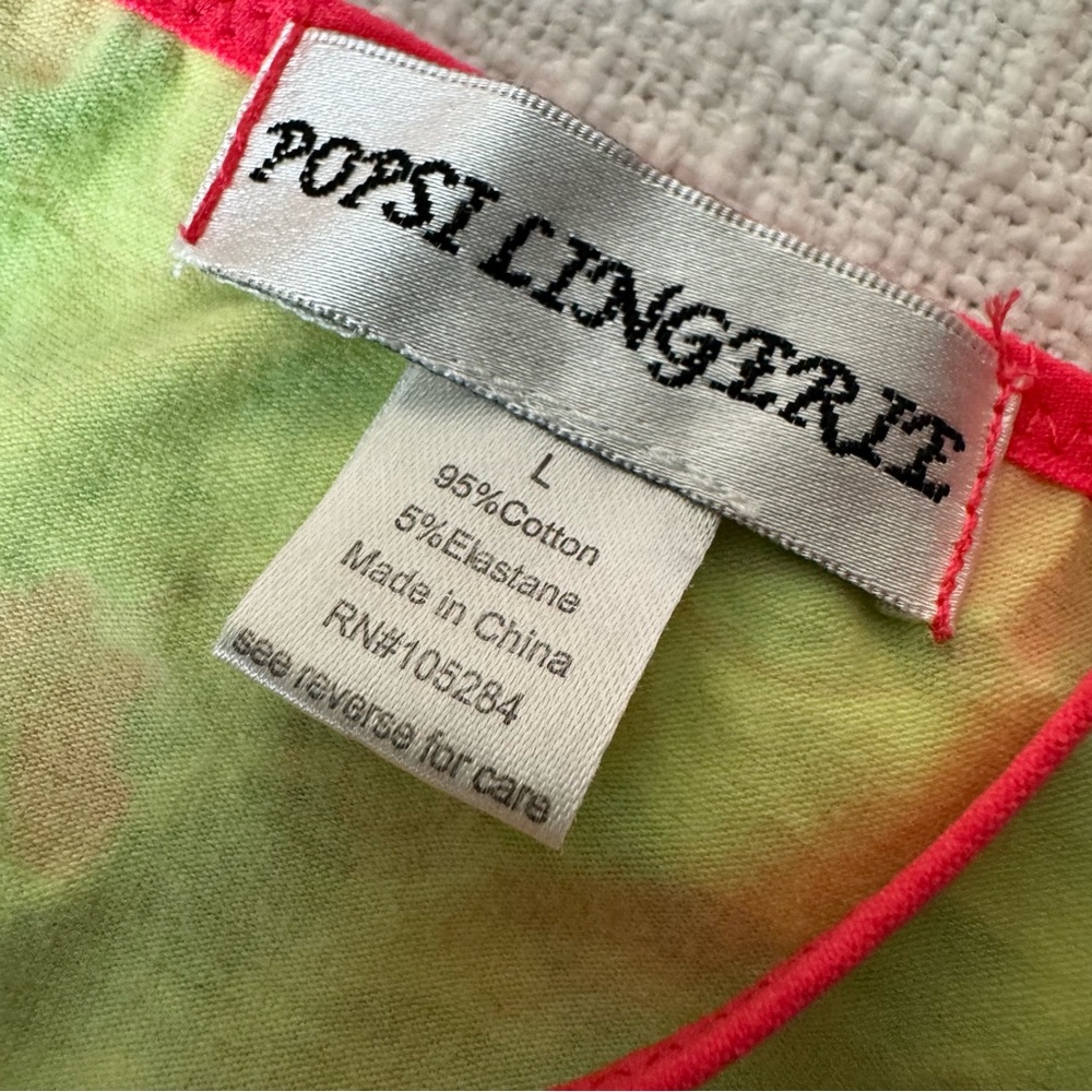 Y2K Popsi Lingerie Cami Green Pink Cami Nightgown Slip Butterflies Size Large - Picture 8 of 10